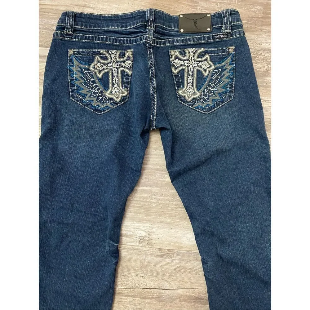 Montana West Trinity Ranch Flare Jeans Embroidered Womens JR’s Sz 17